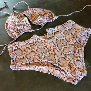 Snake skin bikini high-waisted
